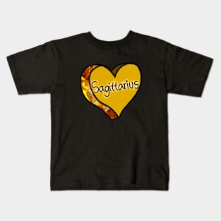 Sagittarius Yellow Love Heart Kids T-Shirt